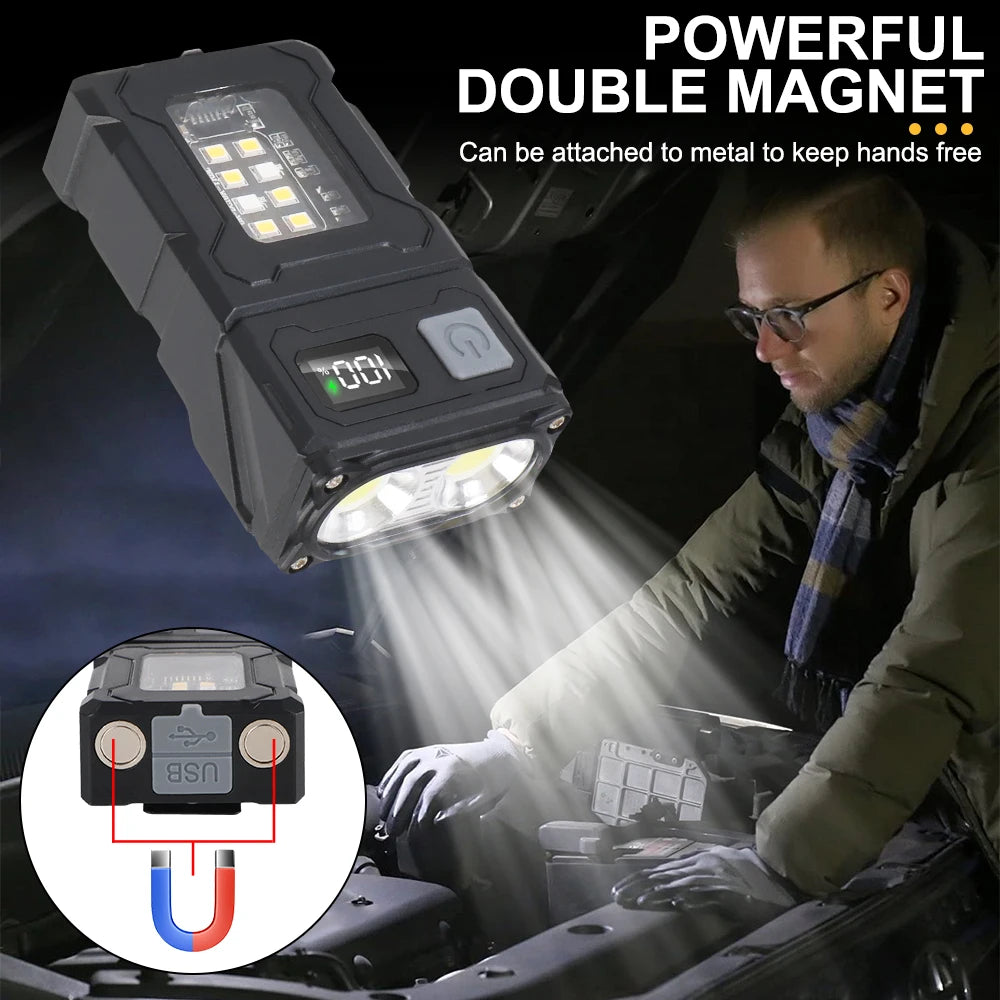Hiking Camping Working Side Lamp Multifunctional Emergency Light Portable Adjustable Angle Flashlight USB Rechargeable