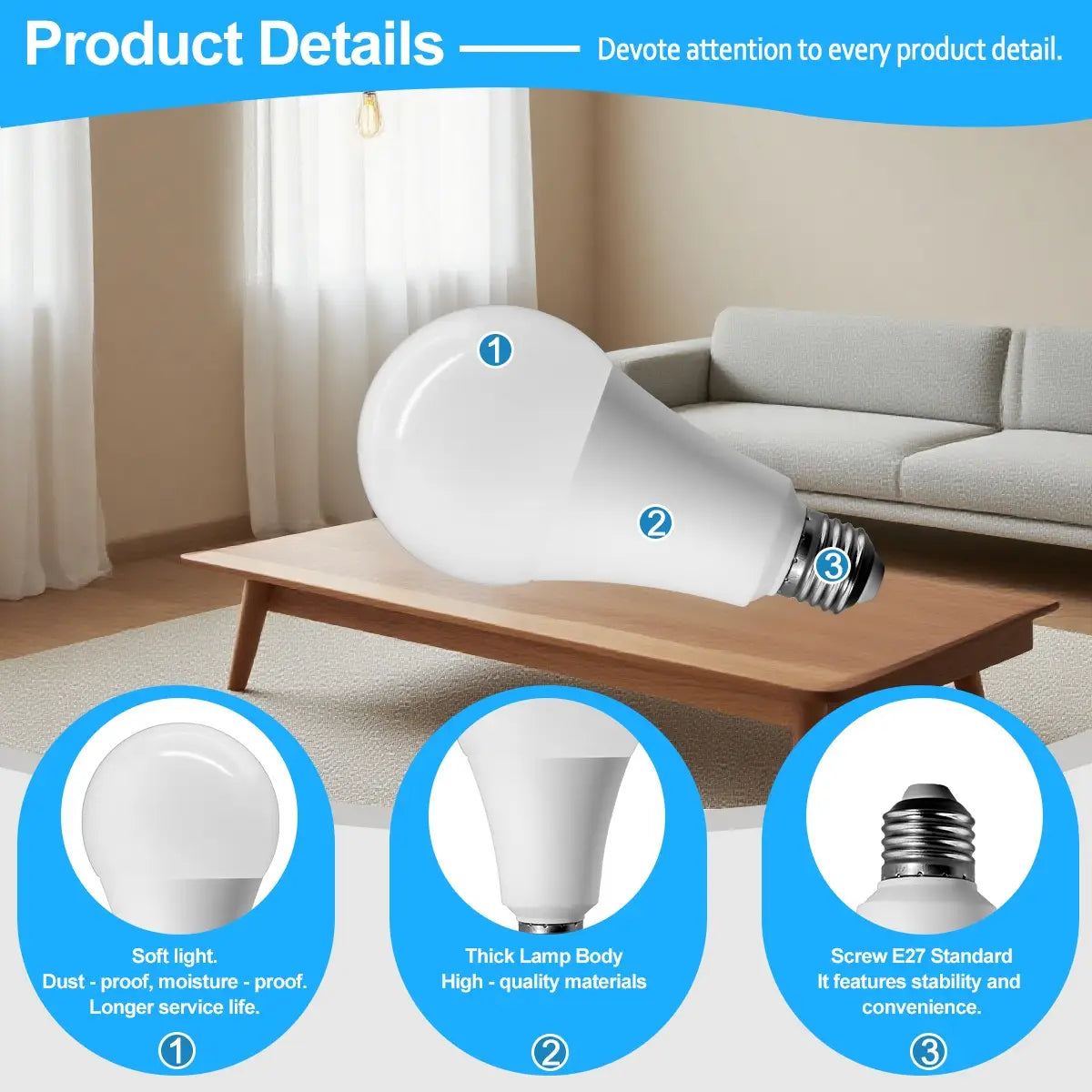 led bulb rgbw dimmable color changing spotlight with white led light, screw e27 base, and thick lamp body made of high-quality materials.