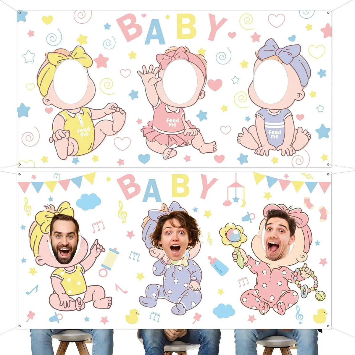 Baby Shower Games Backdrop Feed Me Baby Shower Game Party Background Who is The Babys Daddy Games Banner Funny Bridal Party