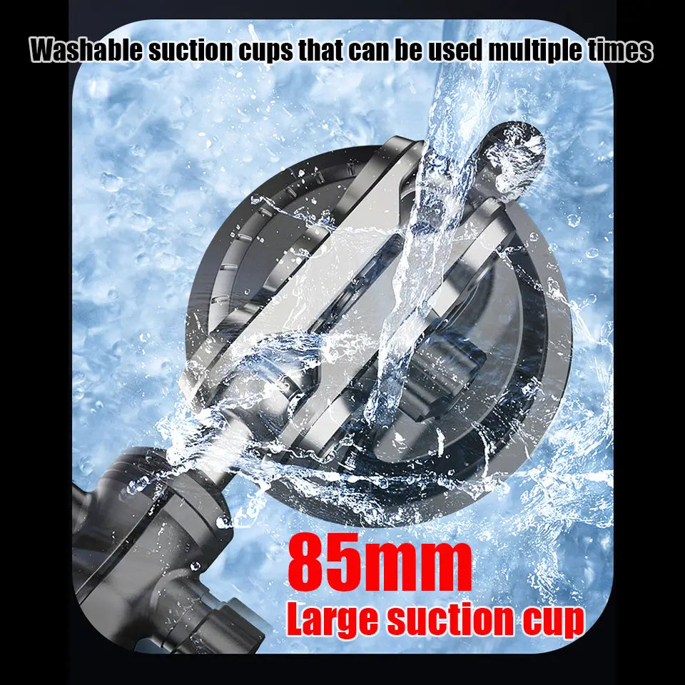 85mm large black and silver metallic suction cup with a circular design for tablet holder windshield mount in a similar size.
