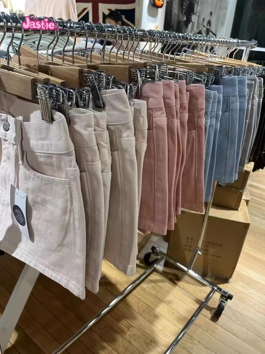 Casual Women Blue Denim Mini Skirts Summer Vintage High Waist Pockets A-line Skirts Female Y2k Streetwear Slim Bottoms 2024