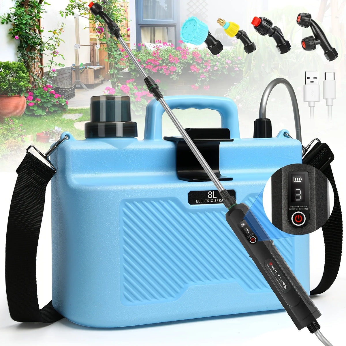 Garden Sprayer Upgraded Electric Sprayer With Telescopic Wand & Adjustable Shoulder Strap For Lawn Garden Patio Yard