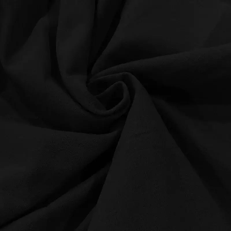 black soft textured fabric with gentle folds of a men cotton linen hooded henley shirt