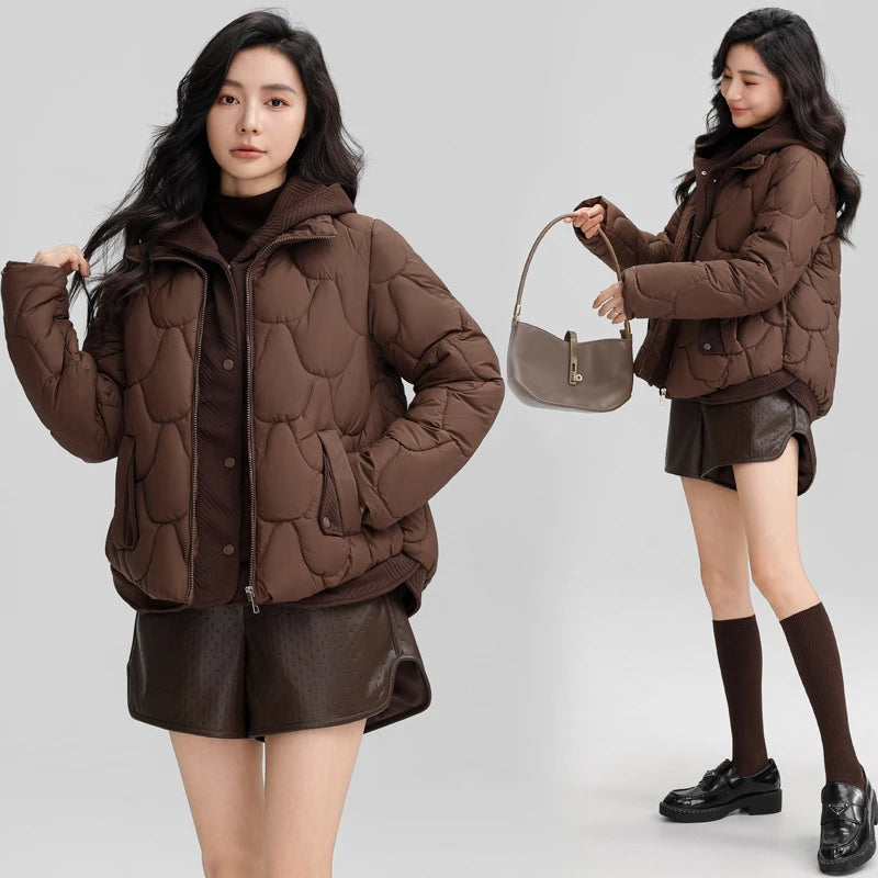 Winter New Fashion Cotton-Padded Jacket Women Small Slim Hooded Solid Parkas Girls Warm Coat Down Sustans Jackets Overcoat