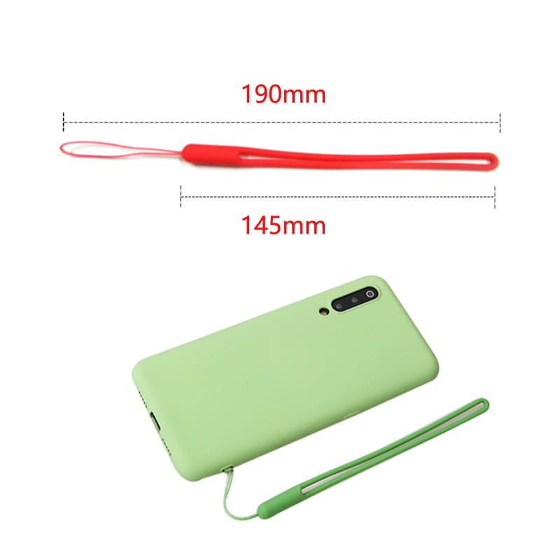 Light green silicone phone case with a matching wrist strap shown from the back side in a silicone phone wrist strap 2 pack.