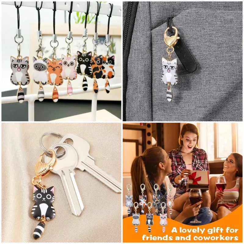Cat Keychain, Cute Cat Charms, Accessories for Women Car Keys Purse Handbags Girls Women Gift DIY Crafts