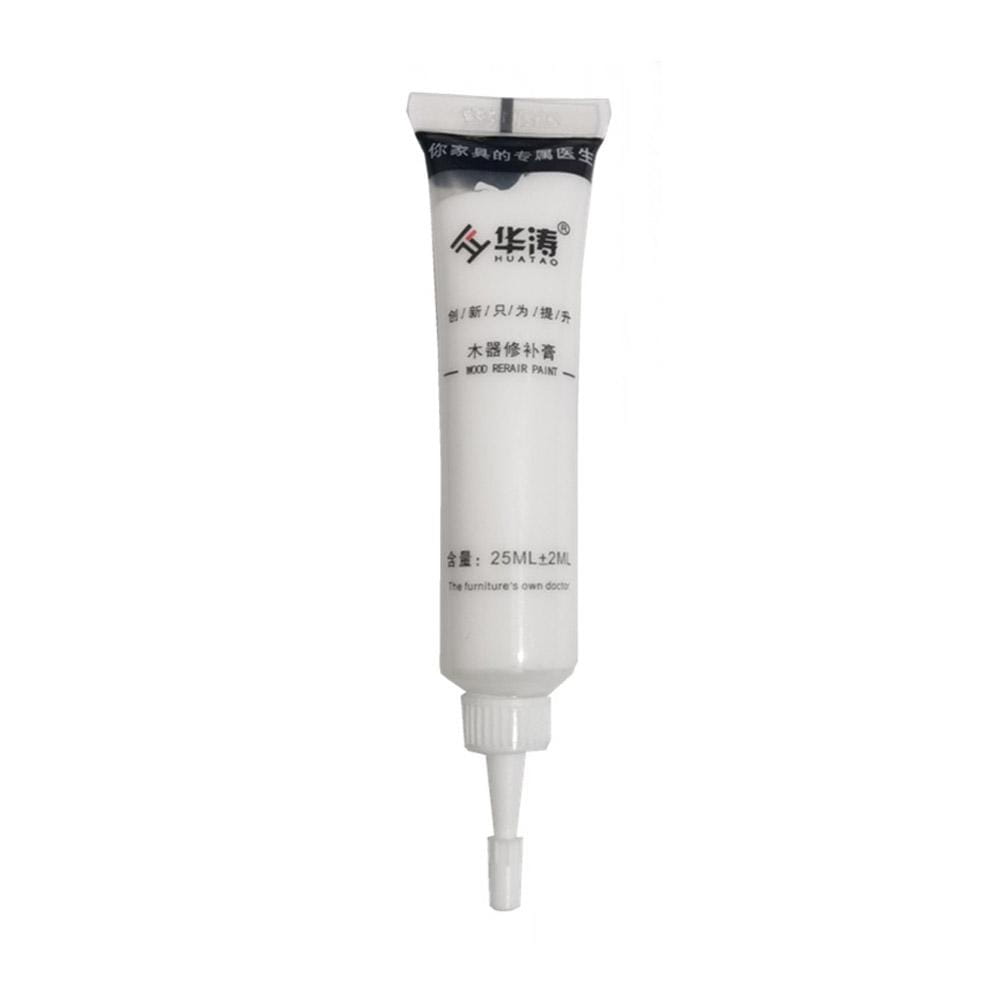 White tube of Huatao brand wood repair paste with nozzle tip for scratch repair and touch-up paint kit.