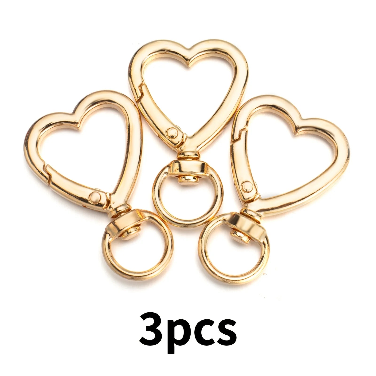 3Pack of heart-shaped keychains with clips，Rotating spring hook metal keyring accessory，Suitable for keys andDIYHandicrafts