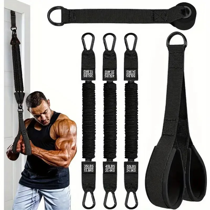Stretching Strap Set - 5 Heavy-Duty Stretching Straps, Adjustable Weight/Size with Foot Pads, Stretching Strap Auxiliary Straps - Home Gym Strength Training, Pull-Up Suspension Straps, Universal Heavy-Duty Resistance Bands, A