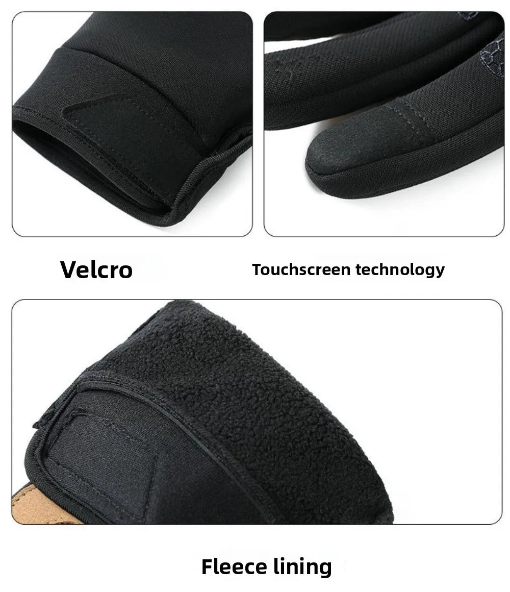 Touch Screen Gloves Men Women Winter Warm Cycling Motorcycle Non-Slip Hexagon Palm Knuckle Protection Windproof Outdoor Mittens