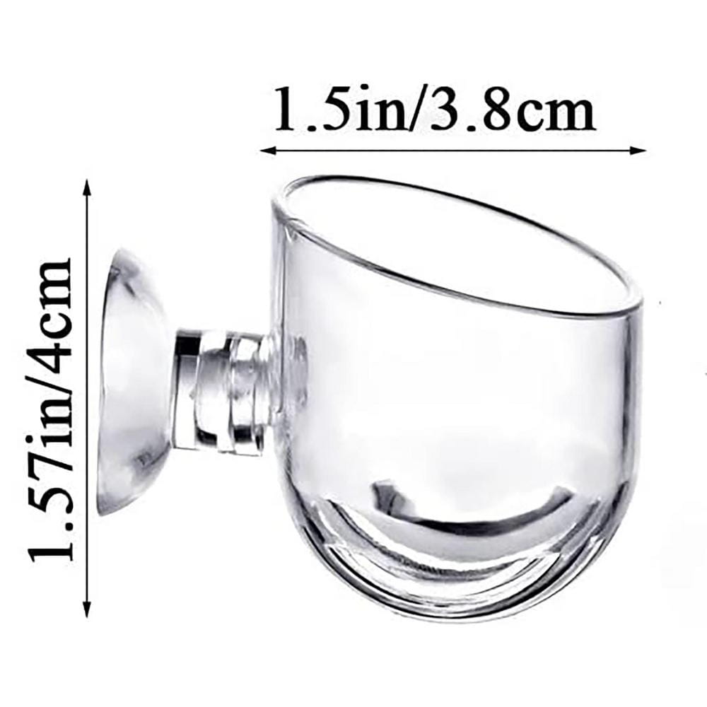Clear glass acrylic aquatic plant cup with suction holder base for secure attachment.