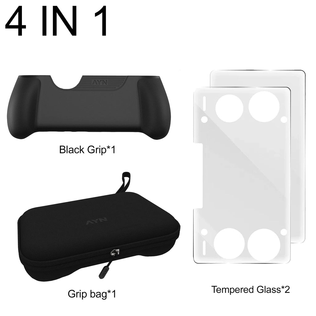 4-in-1 Accessories for AYN THOR Handheld: Tempered Glass Screen Protector, Storage Bag, Protective Shell & More Combo Packs