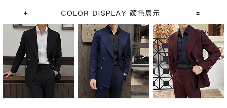 Ein eleganter zweireihiger Herren-Wintermantel in Schwarz, Navyblau oder Burgunderrot mit passendem Schnitt und klassischem Reversdesign.