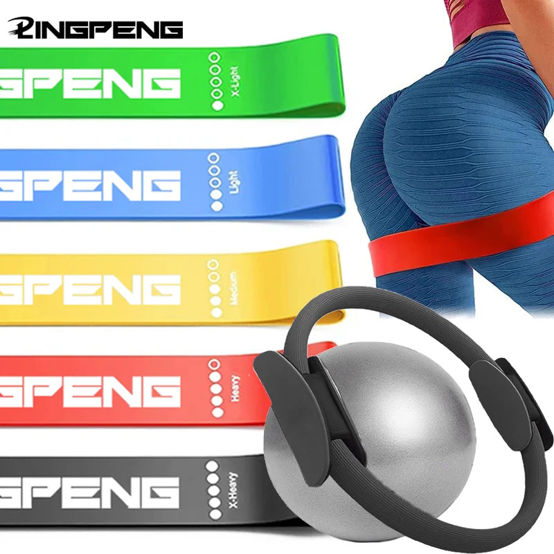 7Pcs/Set Pilates Ring Set, Magic Circle, Explosion-Proof Pilates Mini Ball, High Elastic Resistance Band, Yoga Wheat Tube Bal