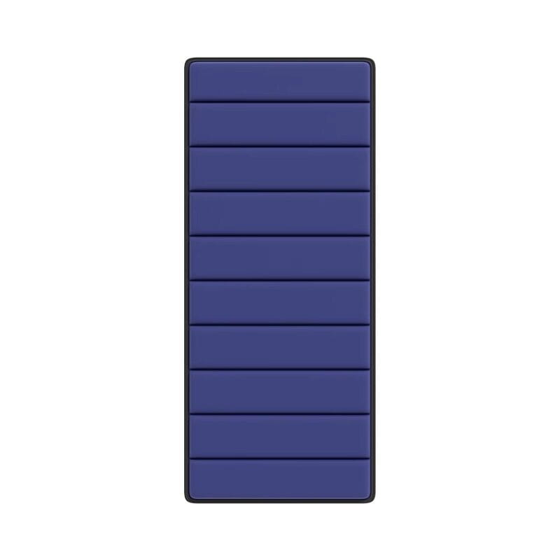 blue rectangular phone case with horizontal segmented panels and black border highlighting product selling points for inflatable outdoor garden bed cotton patio lounge furniture