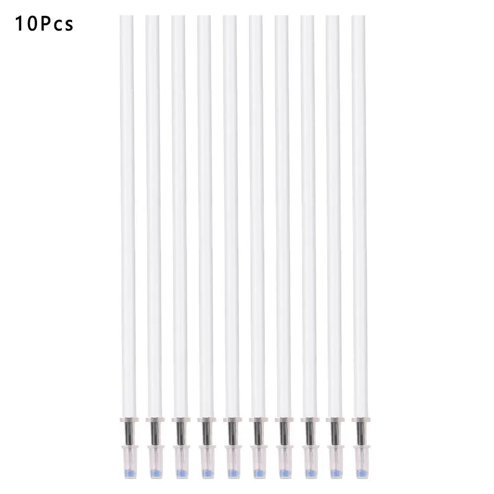 10PCS/Lot School Writing Supplies Office Black Ink White Color Shell Gel Pen Refills Medium Nib Core