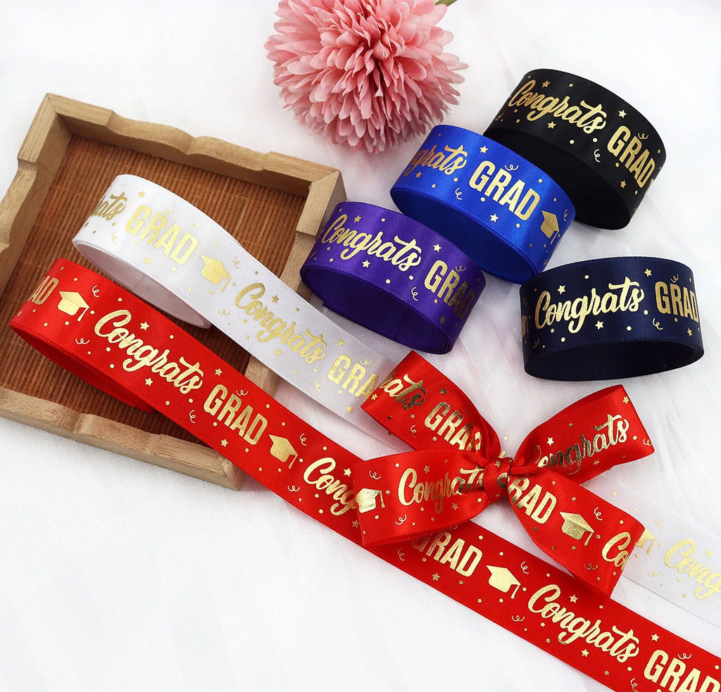 1 Roll，5 Yards Graduation Gift Packaging Ribbon,Decoration Party DlY Bow Ribbon, Graduation Ceremony  CampusParty Supplies