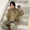 Women's Loose Short Trench Coat Solid Stand Collar Double Breasted Cropped Windbreaker 2026 New Autumn Casual Lady Trench Coats
