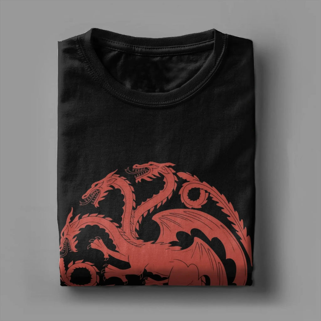 Men's House of TARGARYEN King's T Shirts  100% Cotton Tops Awesome Short Sleeve Round Collar Tee Shirt Party T-Shirt