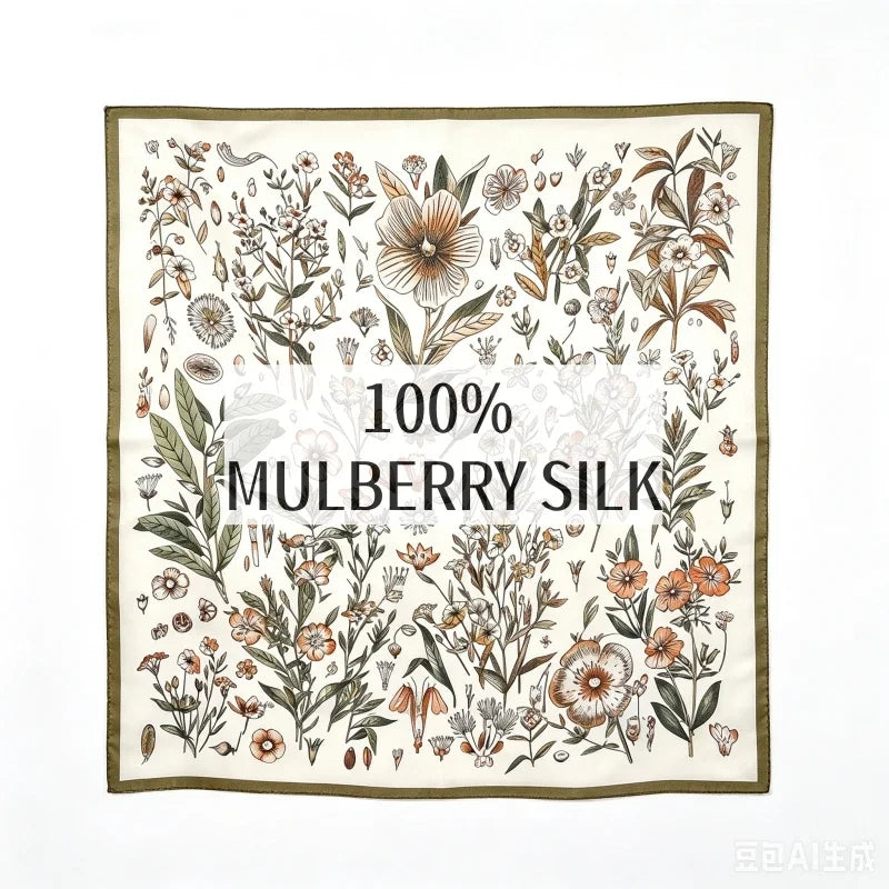 Women Sunscreen Square Scarf Pure Mulberry Silk Double Crepe Hand Rolled Hem High End Fashion Versatile Outdoor Neck Wrap