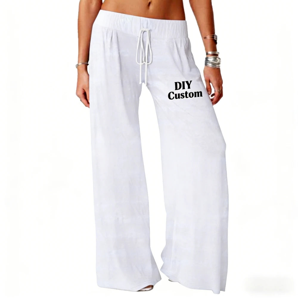 Custom DIY Loungewear Pants Men Women Loose Fit Drawstring Trousers Winter Elastic Waist Home Plus Size Lightweight Breathable