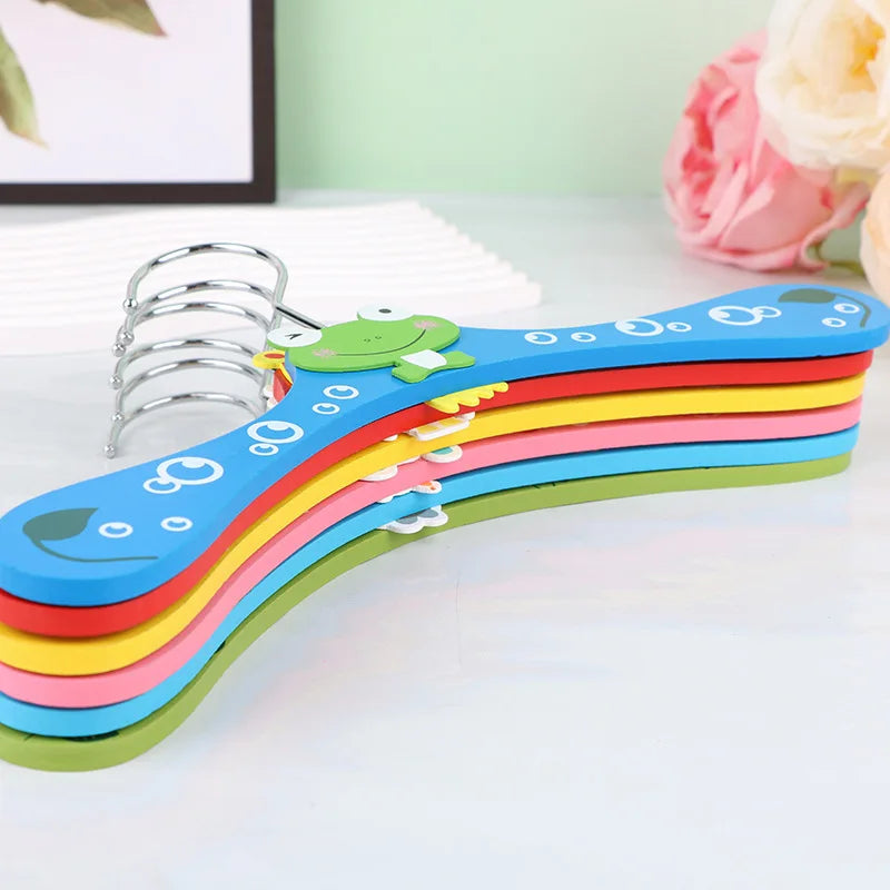 Cartoon Wooden Baby Clothes Hangers,Closet Costume Rack,Mini Kids Toddler Closet Organizer Room Decor for Children Present