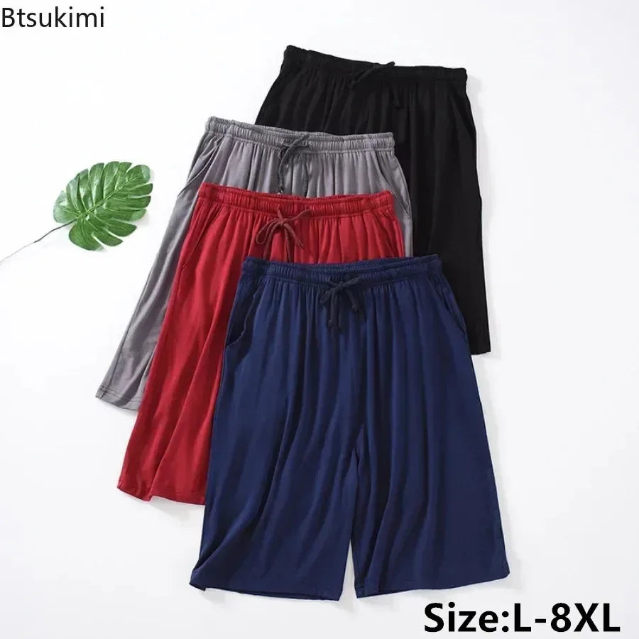 Summer New Oversized Casual Sleeping Shorts for Men Comfy Soft Modal Cotton Pajama Shorts Men Lounge Homewear Beach Short Pants