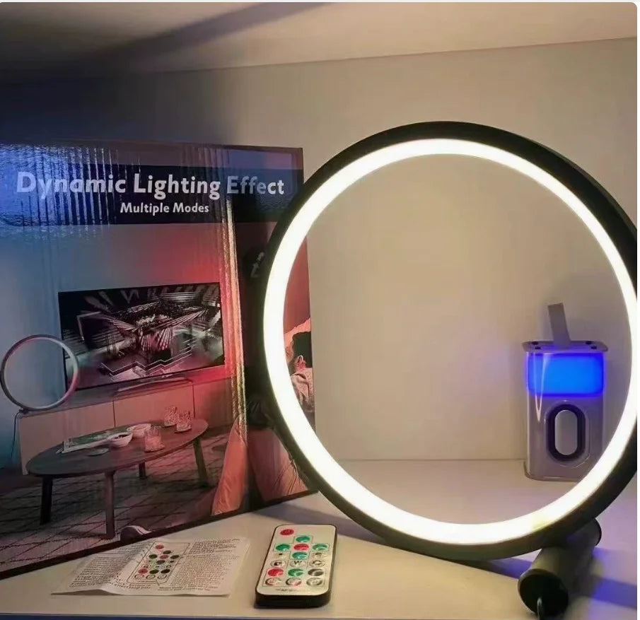 LED Simple Round Ring Table Lamp RGB Symphony Round Night Light Bedroom Living Room Restaurant Hotel Decoration