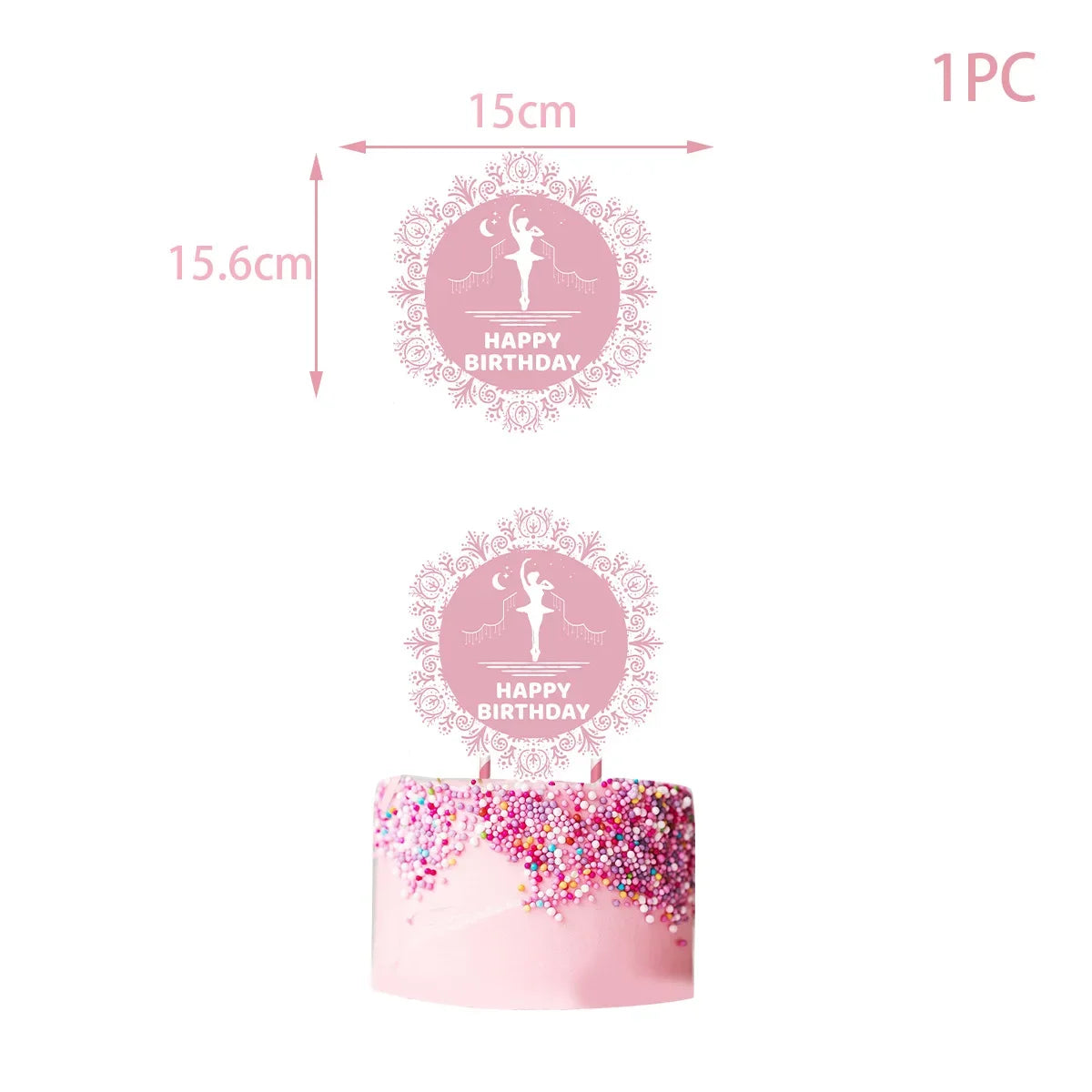 Pink Ballerina Ballet girl Happy Birthday Bunting Banner Balloon Cake Topper for Kids Girl Baby Shower Birthday Party Decoration