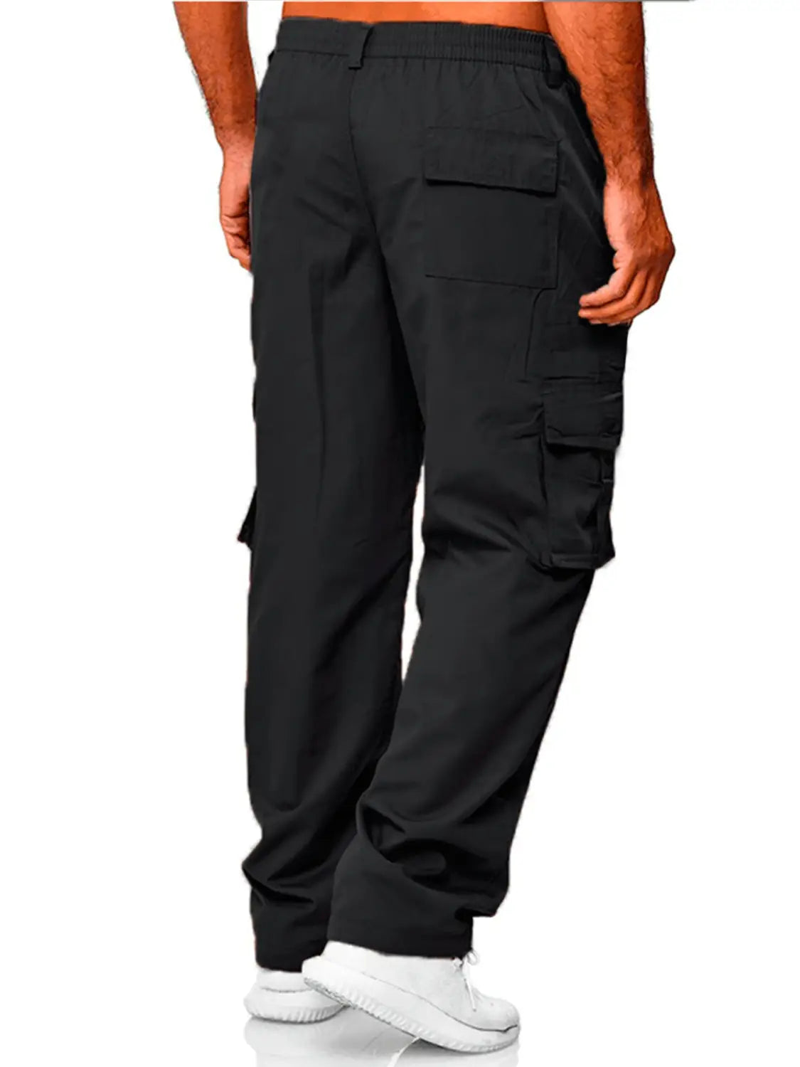 Herren-Cargo-Hose, leger, in Schwarz, mit mehreren Taschen und elastischem Bund, entworfen für einen bequemen Alltag