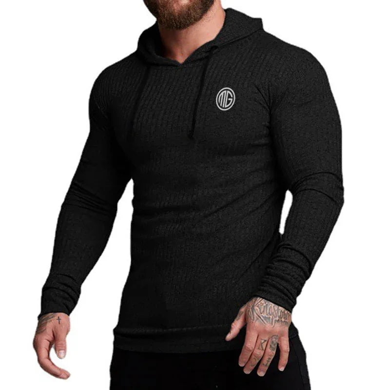 New Brand Fashion Autumn Hooded Sweaters Men Spring Knitted Clothing Slim Fit Pullover Man Classic Ribbed Knit Hoodie Jumper