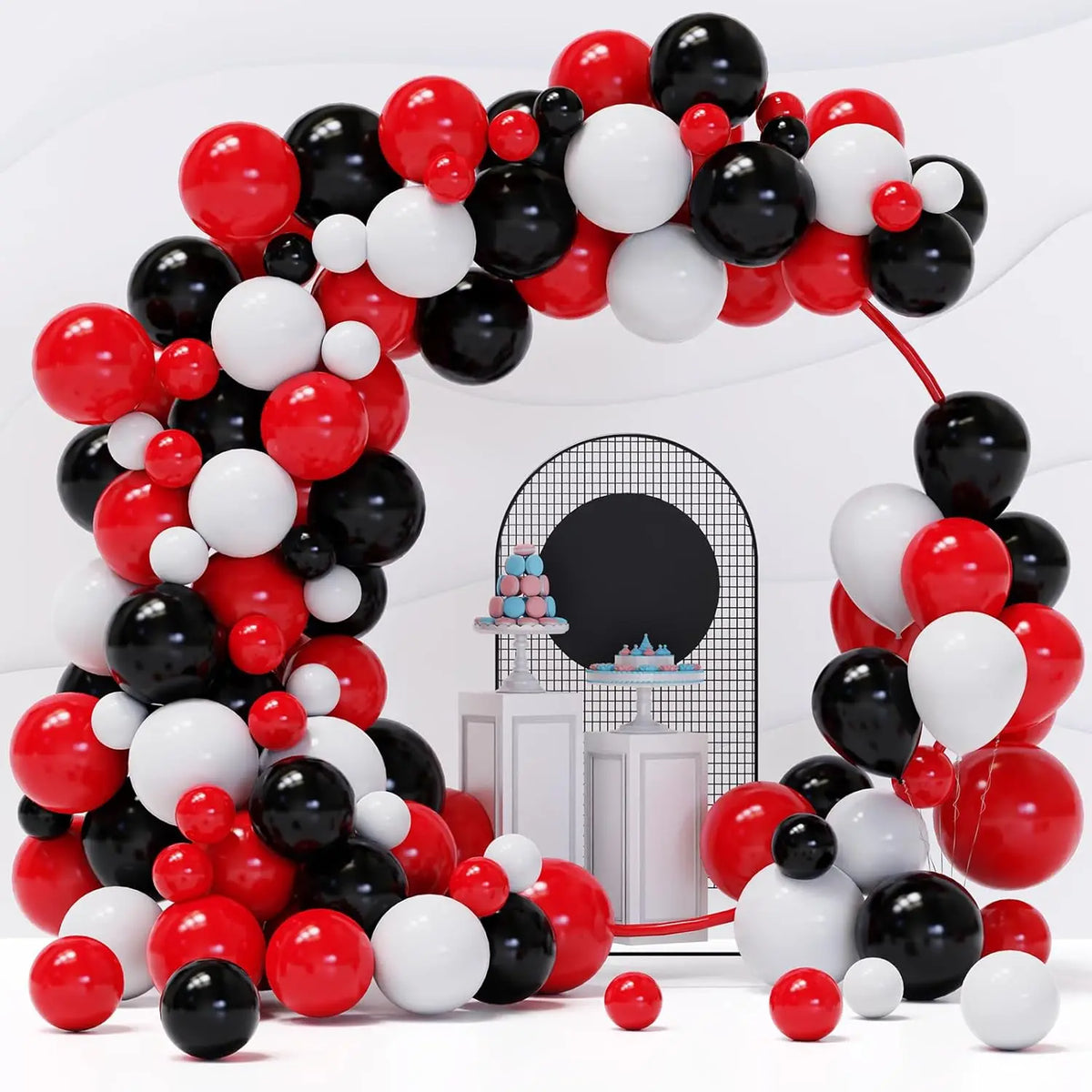 98Pcs Red White and Black Balloons Garland Arch Kit for Wedding Bridal Shower Baby Shower Birthday Graduation Party Decorations