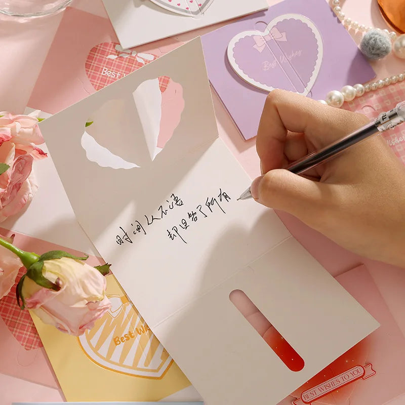 20Pc Romantic 3D Heart Postcard Folding Greeting Card Valentine's Day Gift Card Wedding Invitations Card Thank You Message Cards