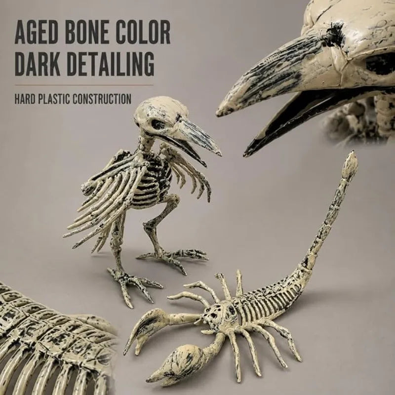Halloween Animal Skeletons Plastic Skeleton Crow Mat Decorations for Yard Garden Lawn Graveyard Halloween Party Favors
