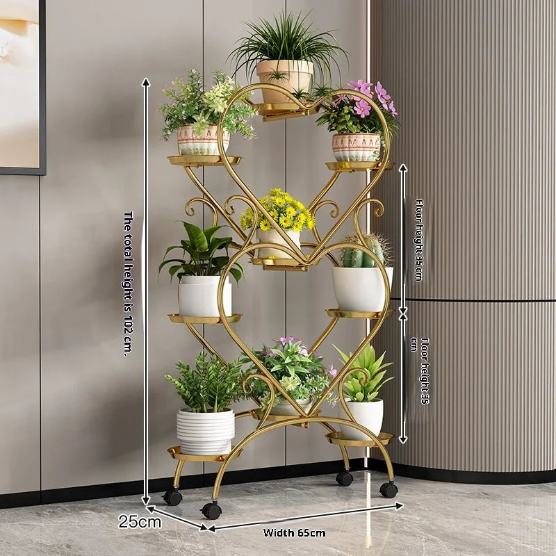 5/6/9 Pots Metal Plant Stand Flower Pot Display Rack Planter Shelves Indoor Storage Shelf For Home Balcony Living Room Garden