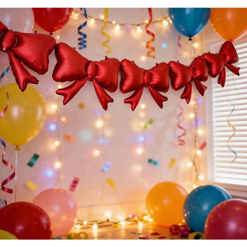 8pcs Red Bow Balloon Set Wedding Birthday Bachelorette Party Decoration Valentine's Day Supplies Festival Photography Props