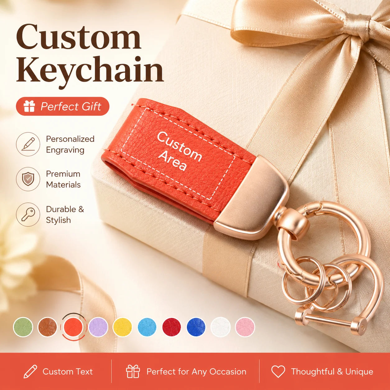 Custom Name Keychain Personalized Laser Engraved Double Rings Key Holder for Pendant Anti-lost Customized Name Key Chain