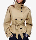 Spring Autumn Trench Coat Women Jacket Double-breasted Belted Outerwear Lapel Long Sleeve Windbreaker Design Coat Outerwear