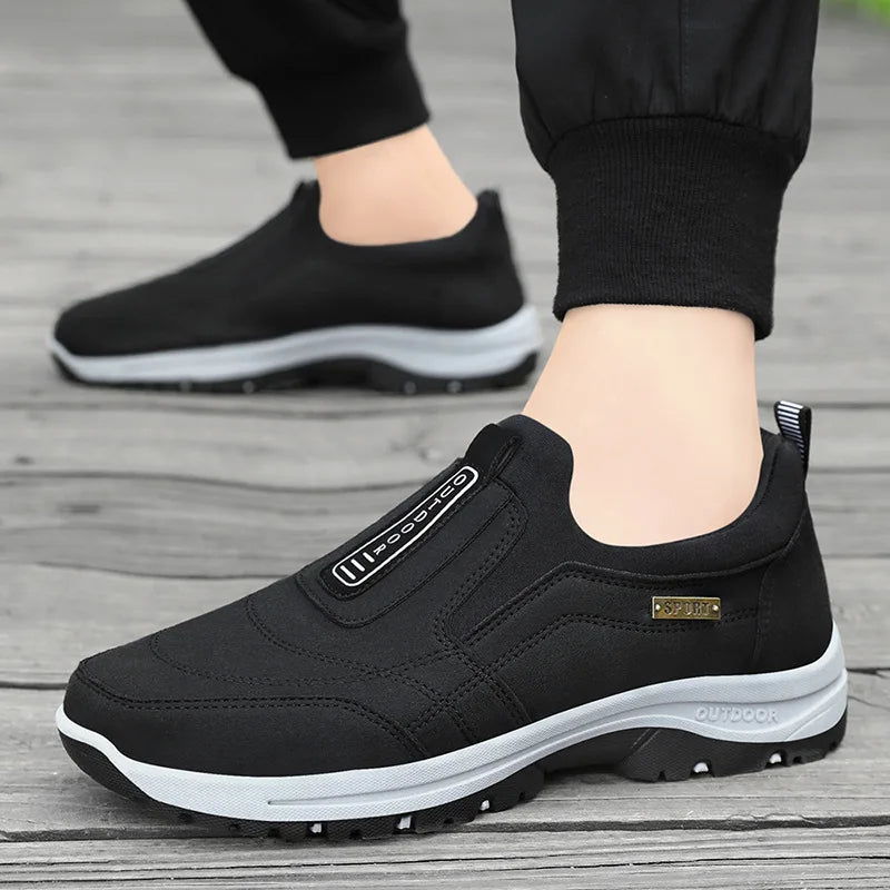 Men's Casual Walking Shoes Faux Suede Leather Slip-On Orthopedic Sneakers for Jogging Hiking Elderly Comfortable Concise Design