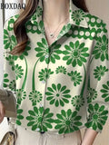 Chic Vintage Women Blouse Elegant Single-Breasted Women Print Chiffon Shirt Autumn New Casual Ladies Shirts Tops Blusas 2025 New
