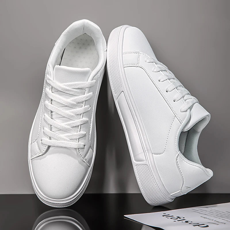 Casual Sneakers for Men and Women, Pu Leather Surface, Lightweight, Versatile, Large Size, White Casual Sports Shoes