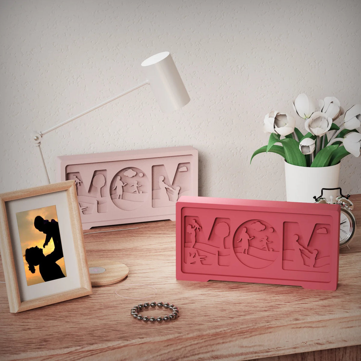 Mother's Day MOM Letters Relief Making Mold Mother and Child Background Plaster Ornament Diy Drip Moulds