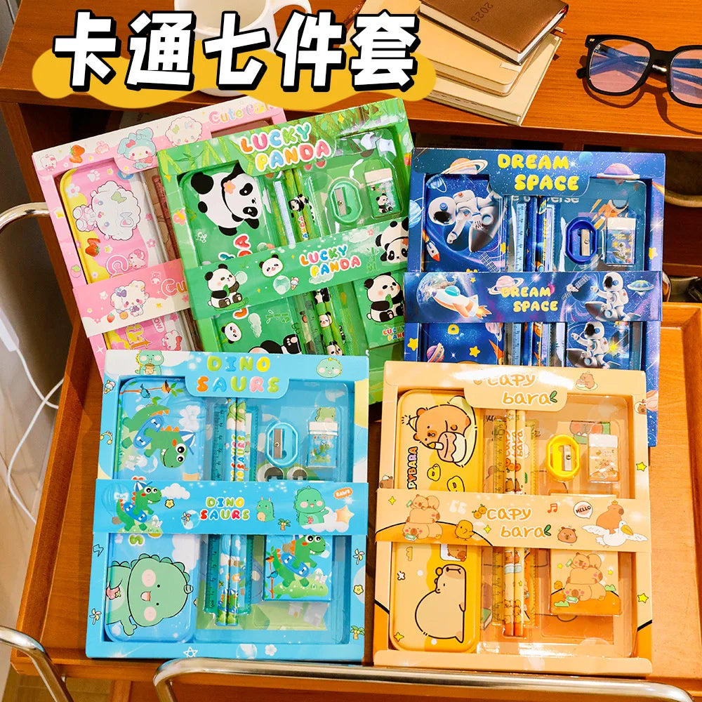 7-Piece Kids Kindergarten Stationery Set School Supplies Gift Learning Kit for Students