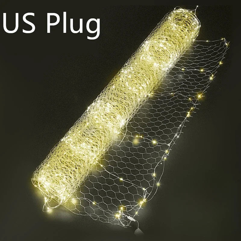 Wedding LED Decorative Light String DIY Atmosphere Light Festival Party Christmas Decoration Starry Sky Mesh Light Shaped Lamp