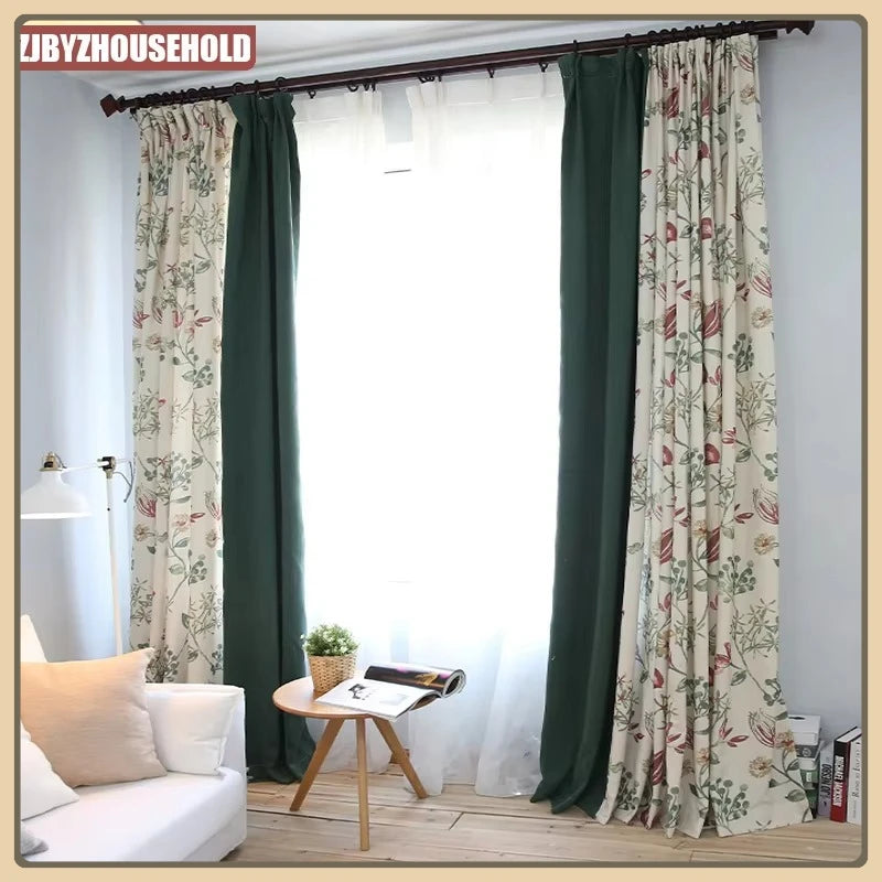 New Cotton Curtain for Living Room Prints Boys 'curtains Green Curtains for Bedroom Fabric Half-light Curtains
