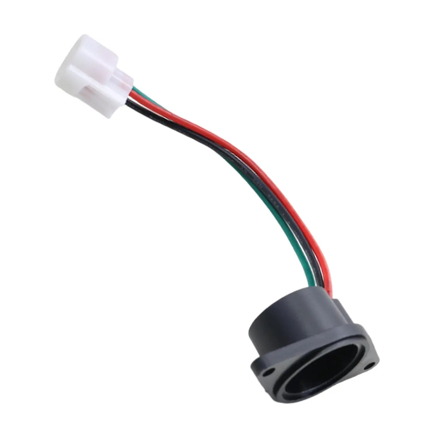 black plastic electrical connector with red green and black wires leading to a white molded plug for e-way golf cart speed sensor replacement