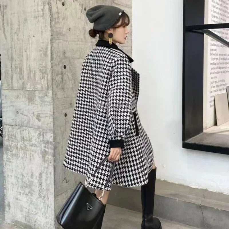 Warm Outerwears Velvet Wool & Blend Blazer Woman Spring Autumn Tweed Coats for Women Long Sleeve Casual 2025 New Arrivals Jacket