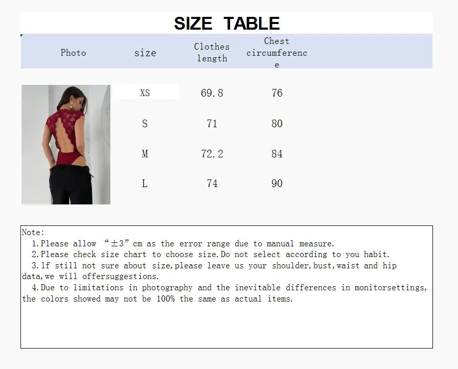 red lace v-neck bodysuit in a backless style paired with black pants shown from the back side