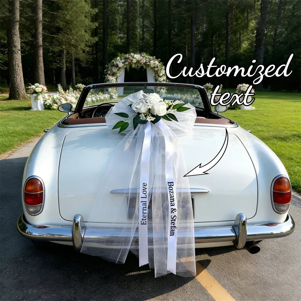 Custom Wedding Car Flowers Wedding Car Decoration Bridal Shower Personalized Car Couple Garland Wedding Custom Bows And Ribbons