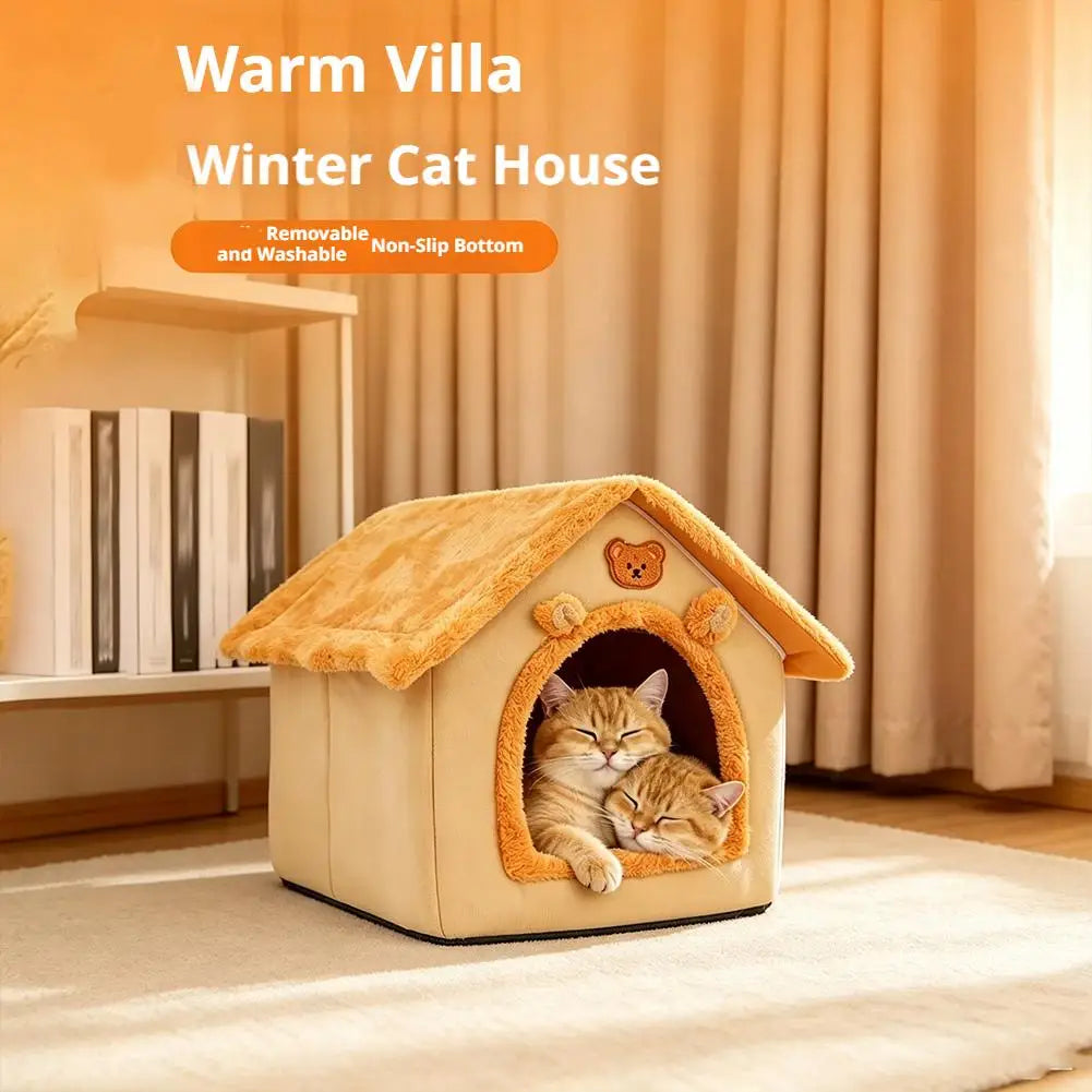 House Style Pet Bed for Small Dogs & Cats - All Season Removable Washable Dog House Winter Warm Teddy Bed Pet Supplies